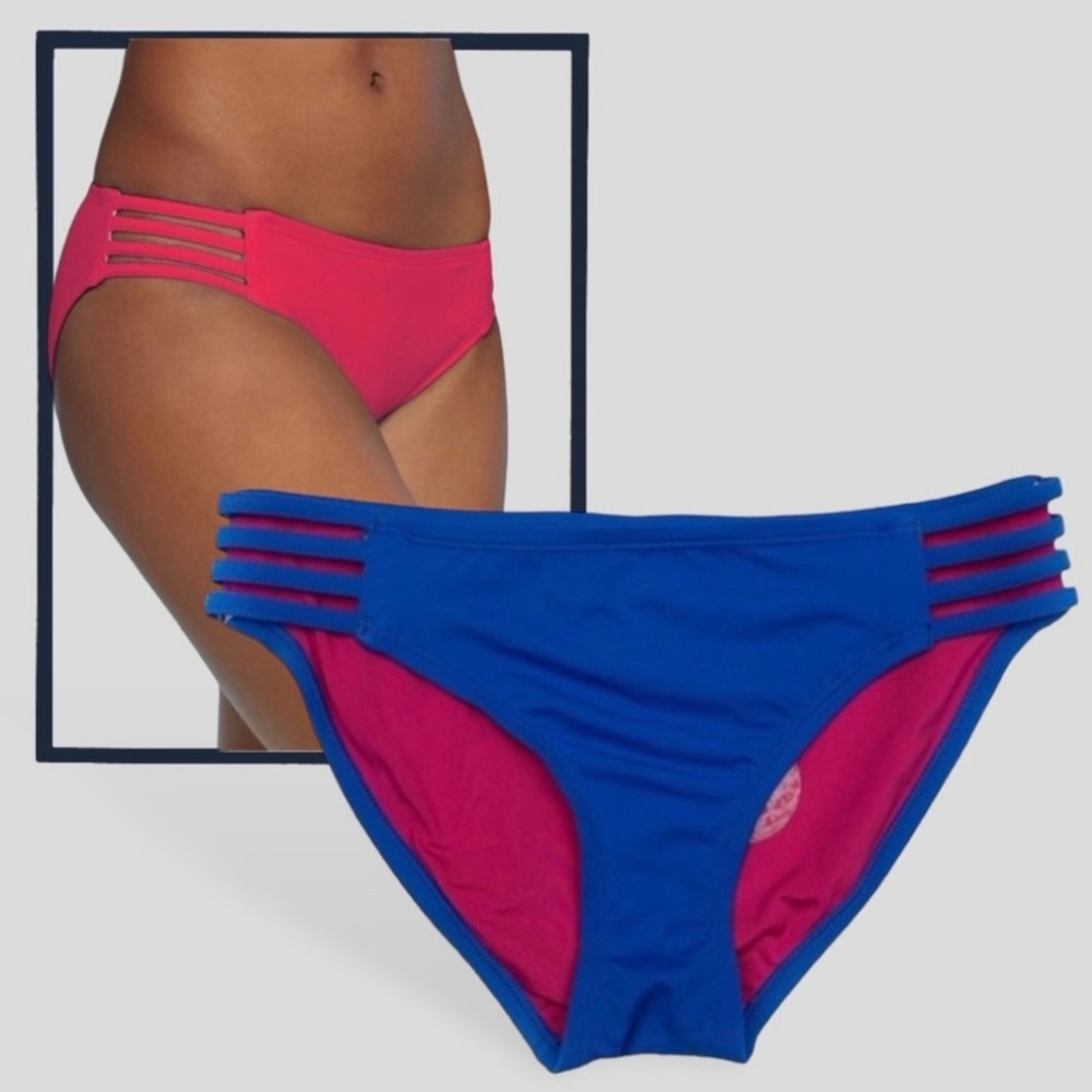 Urban Sea Solid Strappy Side Tabbed Bikini Bottoms